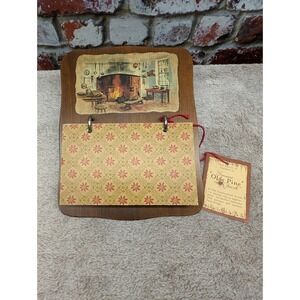 Vintage Three Mountaineers Wood Recipe Stand Olde Pine Finish Hearth Scene